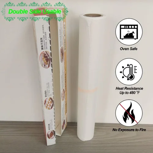 Vista 2 de Rollo de papel pergamino antiadherente para hornear, papel encerado reutilizable de grado alimenticio impermeable y a prueba de aceite, 12 pulgadas