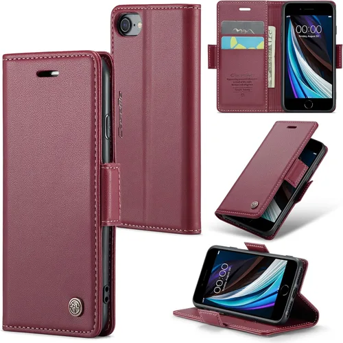 Vista 7 de Funda tipo cartera compatible con iPhone 6/7/8/SE 2020/SE3 [bloqueo RFID], funda de piel sintética con soporte para tarjetas para iPhone 6/7/8/SE