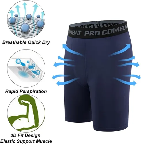 Vista 5 de HYCOPROT - Pantalones cortos de compresión para hombre, ropa interior deportiva de elastano, capa base de rendimiento atlético, para entrenamiento