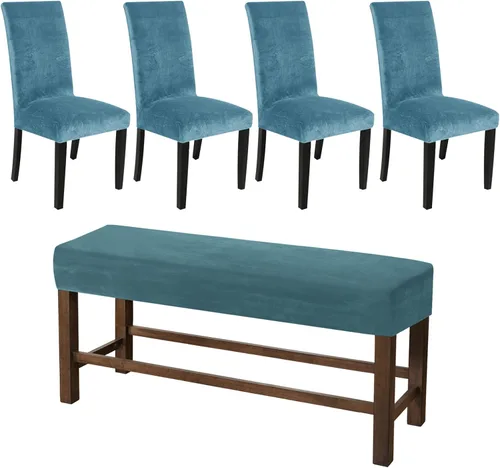 Vista 21 de HAOYONG Funda para Silla de Comedor con Estampado, Funda Desmontable Lavable para Silla Parsons, Protector de Asiento Removible para Comedor, Hotel