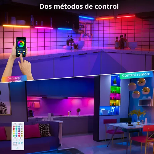 Vista 2 de Benreom Kit de 3 luces RGB para debajo del gabinete, aplicación inteligente y control remoto para debajo del gabinete, luces regulables debajo