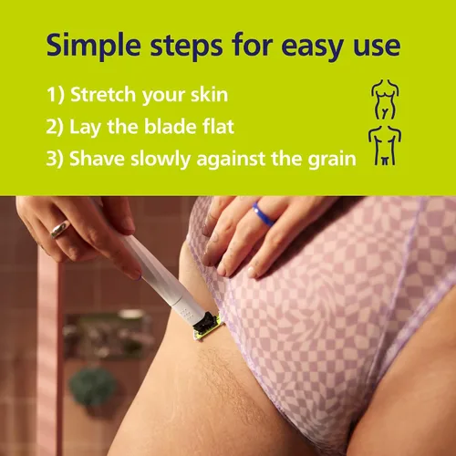 Vista 9 de Philips Norelco OneBlade Intimate, diseñada para el aseo púbico, recorte y afeitado con protección extra para la piel, Modelo QP1924/70