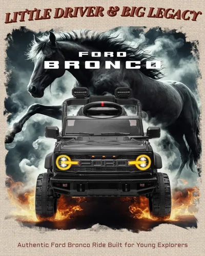 Vista 3 de First Ride On 12V Juguetes de montarse para niños, vehículos eléctricos para niños con licencia Ford Bronco Raptor, coche a batería para niños