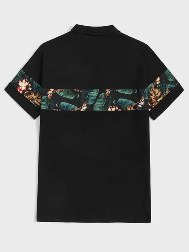Vista 2 de Floerns Camisa casual de manga corta con estampado tropical para hombre