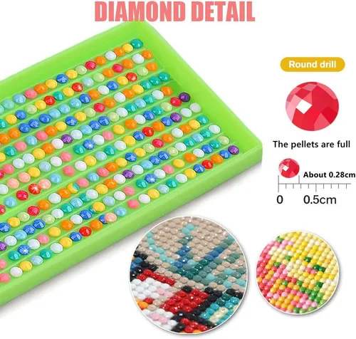 Vista 3 de Pintura de diamantes de cristal de colores 5D, kit de arte de diamantes para adultos, kit de pintura de diamantes para bricolaje, kit de arte