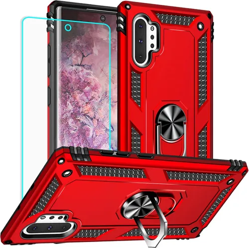 Vista 9 de Funda para Samsung Galaxy Note 10 Plus con protector de pantalla: [probada contra caídas de grado militar] Soporte de anillo a prueba de golpes