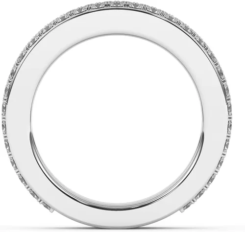 Vista 4 de Anillo redondo de 3.02 quilates de talla brillante con diamantes naturales de media eternidad Brillantes en diamantes engastados en pavé