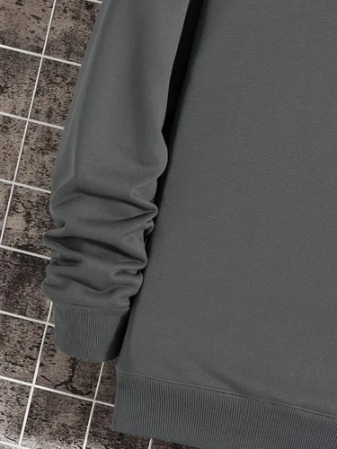 Vista 4 de GORGLITTER Sudadera con estampado gráfico de letras para hombre, con forro térmico, cuello redondo, manga larga