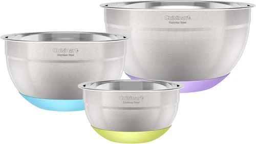 Vista 3 de Cuisinart Tazones de mezcla de acero inoxidable de 3 piezas con base antideslizante, 1.5qt, 3qt y 5qt