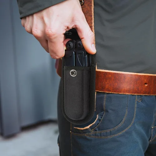 Vista 3 de 2 piezas de funda de nylon para navaja de bolsillo, funda de cuchillo plegable con cierre de presión y asa para cinturón, estuche para cuchillo