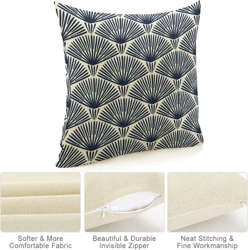 Vista 4 de POMOTER Funda de cojín cuadrada con patrón geométrico de Art Deco clásico para el hogar, funda decorativa para almohada de estilo farmhouse