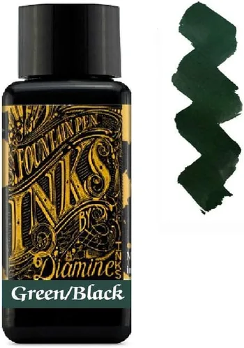 Vista 4 de Diamine - Tinta para pluma estilográfica de 30 ml - 3 botellas - Sangre de escritor & Azul medianoche & Negro verdoso