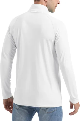 Vista 3 de CRYSULLY Camisas de pesca para hombre con protección solar UPF 50+ de manga larga y cremallera de 14