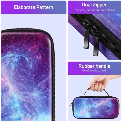 Vista 6 de MoKo Carrying Case for Nintendo Switch OLEDNintendo Switch, Hard Shell Portable Travel Case with 10 Game Card Slots, Gorgeous Starry Sky