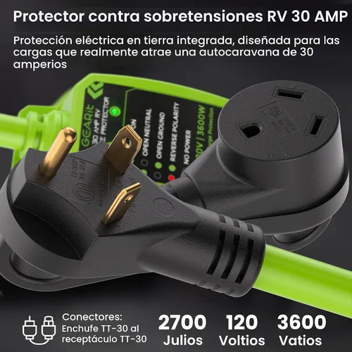 Vista 6 de GEARit Protector contra sobretensiones RV de 30 amperios con analizador
