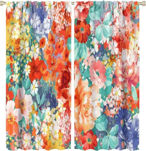 Vista 108 de Cortinas opacas con estampado de flores de cachemira, estampado de cachemira sobre fondo blanco, para decoración del hogar, cocina, restaurante
