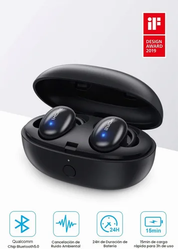 Vista 3 de 1MORE Auriculares inalámbricos auténticos [2ª generación], Bluetooth 5.0, tiempo de reproducción de 24 horas, auriculares estéreo intrauditivos