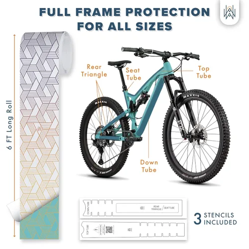 Vista 2 de Cinta de Protección para Marco de Bicicleta - Envoltura de Vinilo Transparente de Alto Impacto Incluye Herramienta (4"x72") Protector de Marco