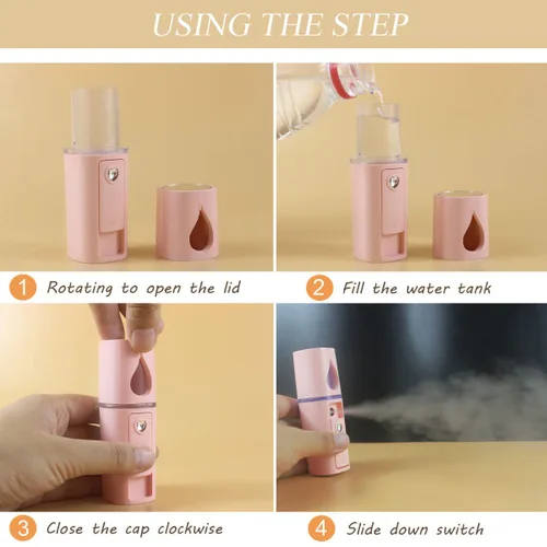Vista 6 de Nano Facial Mister - Rociador de niebla portátil con espejo, mini spray de niebla fría para cuidado de la piel y cuerpo facial hidratado