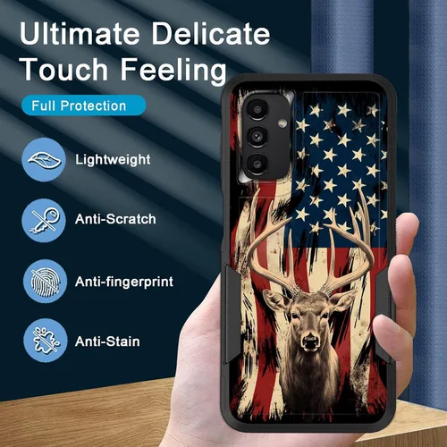 Vista 7 de Funda para Galaxy A13 5G, resistente de doble capa híbrida de policarbonato duro de goma suave a prueba de golpes para Samsung Galaxy A13 5G, ciervo