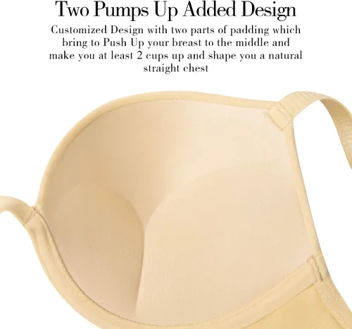 Vista 7 de Wingslove Sujetador push up para mujer, con escote en V profundo, con aros, multiway, 2 copas