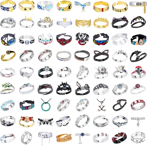 Vista 2 de TWINKANIME Anime Stuff Merch Ring Fashion Anime Jewelry Cosplay Style for Men Women Gifts Adjustable About 7-9# S925 Sterling Silver