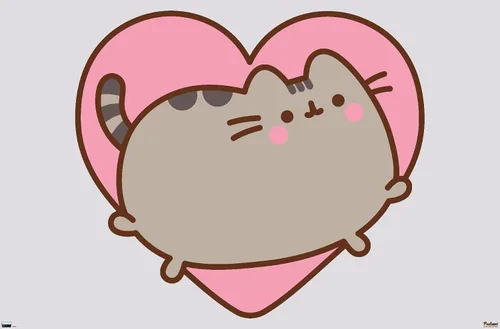 Vista 9 de Trends International Pusheen - Póster de pared de corazón, 22.4 pulgadas de largo x 14.7 pulgadas, versión enmarcada en madera de granero