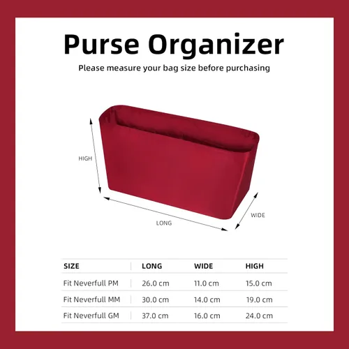 Vista 6 de DGAZ Organizador de bolso para LV Neverfullbag MiniPMMMGM, organizador de bolsas de seda, bolso de lujo y moldeador de bolsas (MM)