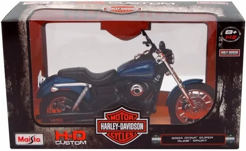 Vista 5 de Maisto 2004 Harley Davidson Dyna Super Glide Sport Bike 1/12 Motocicleta Azul