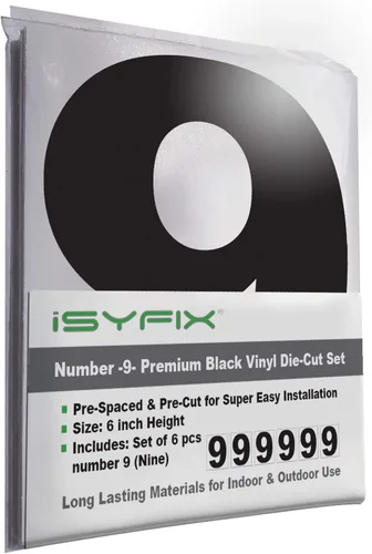 Vista 35 de iSYFIX Calcomanías de vinilo negro con el número 7 (siete), paquete de 6 calcomanías autoadhesivas de 7 pulgadas, calcomanías troqueladas y Negro