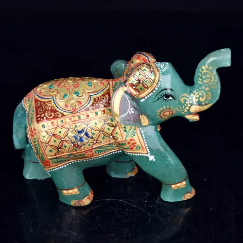 Vista 3 de GEMHUB Estatua de elefante de piedra preciosa de jade verde de trabajo fino aproximadamente 3836.00 quilates riqueza figura de la suerte decoración