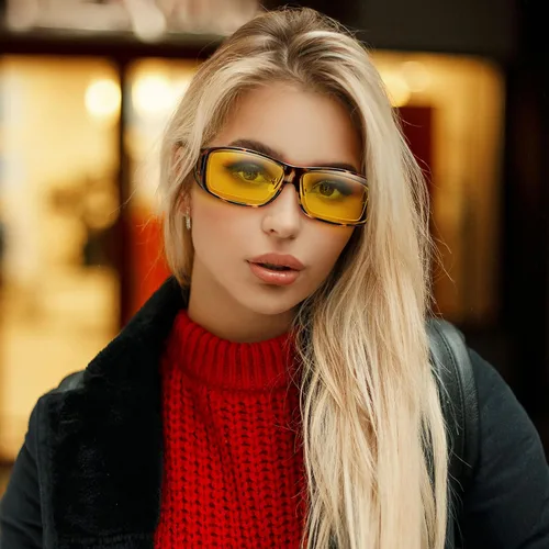 Vista 5 de URUMQI Gafas de conducción de visión nocturna para hombres y mujeres, lentes polarizados antirreflejos, lentes de alta definición amarillas