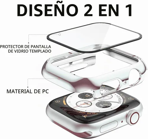 Vista 2 de Paquete de 2 fundas de vidrio templado de 1.77 pulgadas compatibles con Apple Watch Series 8 7 fundas protectoras de pantalla de vidrio templado