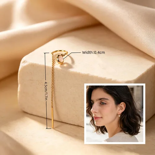Vista 6 de Aretes trepadores de estrella dorada y explosión solar - AllenCOCO Aretes trepadores para mujeres, chapados en oro de 14K, poste de plata 925