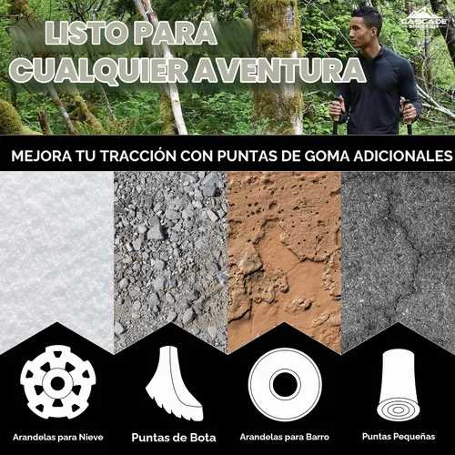 Vista 7 de Bastones de Senderismo Cascade Mountain Tech - Bastones Monopod de Fibra de Carbono para Caminar o Hacer Senderismo con Soporte para Accesorios