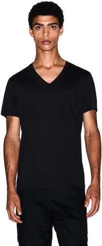 Vista 15 de Armani Exchange Camiseta de manga corta con cuello en V de algodón Pima para hombre Beacon Blue