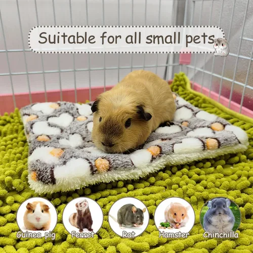Vista 3 de EAEDMY 4 alfombrillas cómodas de conejillo de indias, cama suave y cálida de conejo, alfombrillas de cama de hámster para animales pequeños