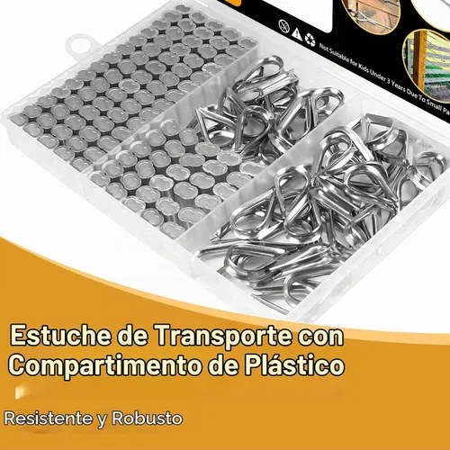 Vista 6 de 100 fundas de bucle de crimpado de 1/8 pulgadas, 50 dedales