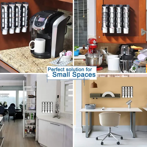 Vista 7 de STORAGENIE Soporte para cápsulas de café Keurig, montaje en pared lateral, almacenamiento de tazas K, perfecto para mostradores pequeños