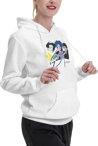 Vista 3 de furno Soda Stereo Hoodie Woman's Fall Fashion Tops Winter Drawstring Pullover Comfy Clothes White