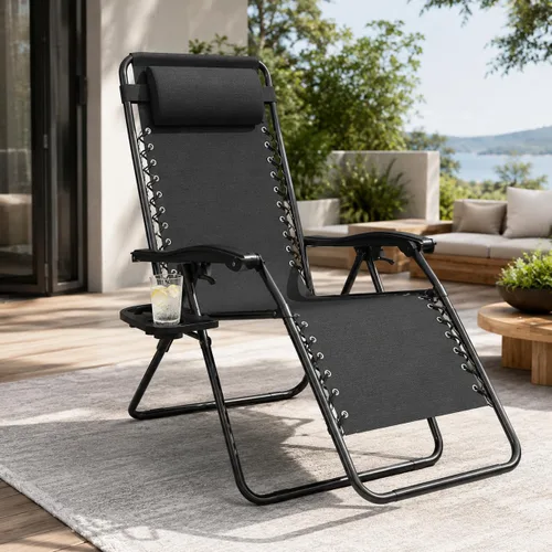 Vista 2 de Zero Gravity Lounge Chair Set of 2, Foldable Outdoor Reclining Chair