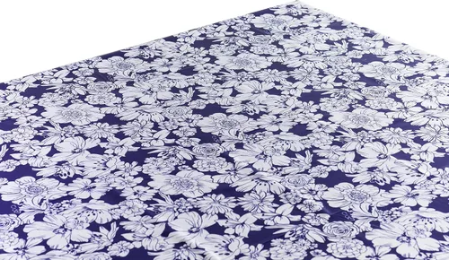 Vista 19 de Alux - Mantel de plástico con flores de hibisco para patios, picnic y mesas de cocina, azul y rojo, vinilo de plástico, mantel de plástico