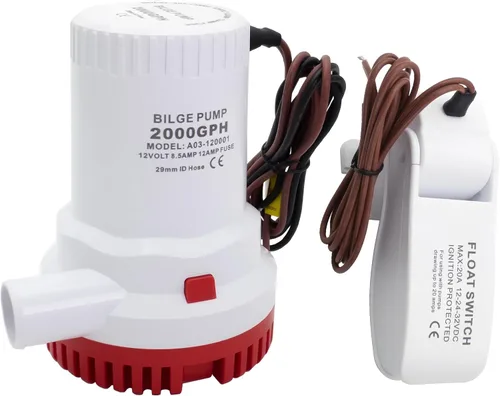 Vista 13 de Bomba de agua automática de 1100 GPH, bomba de sentina de 12 V, equipada con interruptor flotante interno, adecuada para submarinos, charcos