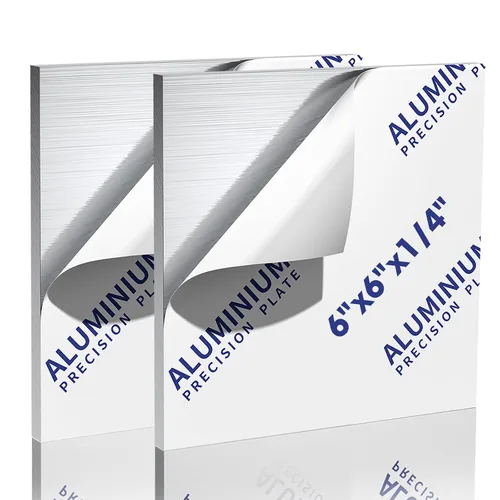 Vista 12 de Placa de hoja de aluminio de 1 pulgada de grosor, placas de aluminio resistentes de 6 x 6 pulgadas con película protectora, placa de panel plano
