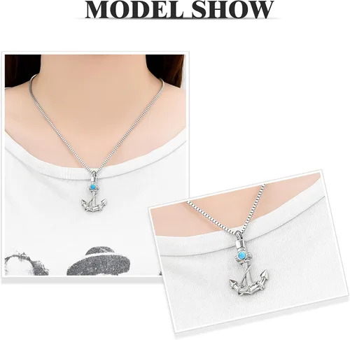 Vista 4 de Joyería de cremación para cenizas, collar de urna de ancla para hombres y mujeres, soporte conmemorativo para cenizas, colgante de urna de recuerdo
