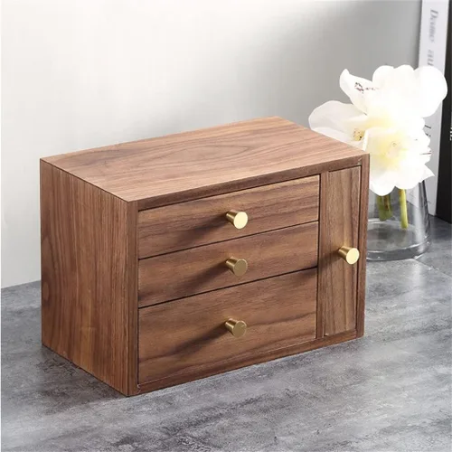 Vista 2 de TREXD - Caja organizadora de joyería de madera para cajones, aretes, anillos, pulseras, collares, joyas