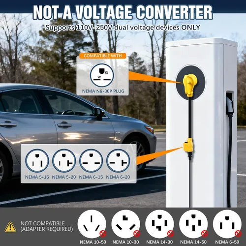 Vista 3 de Adaptador de enchufe macho NEMA N6-30P de 30Amp a enchufe de secadora a adaptador de cargador EV de 6-20R, enchufe de secadora de 3 clavijas de 30A