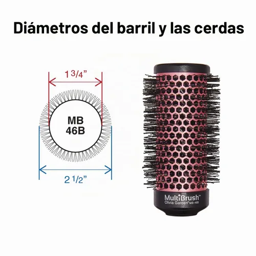 Vista 2 de Olivia Garden MultiBrush - Cepillo térmico desmontable no eléctrico con barril de cerámica