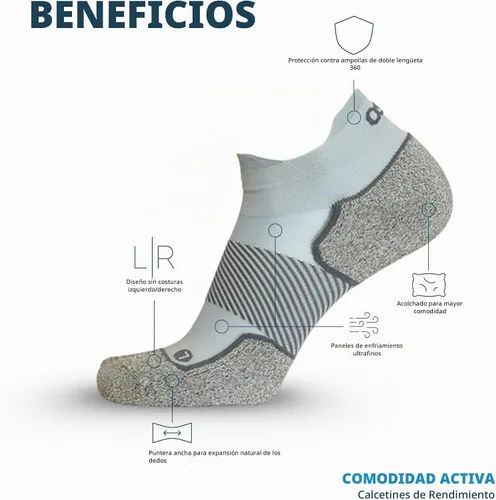 Vista 6 de OS1st Calcetines AC4 Active Comfort No-Show Protección contra ampollas, doble pestaña y puntera reforzada sin costuras