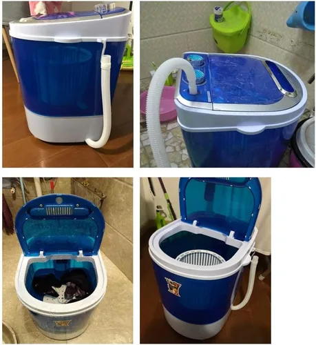 Vista 5 de YXCKG Mini lavadora con secadora giratoria, máquina de lavandería, nivel de agua ajustable, lavadora compacta con manguera de drenaje, para hogares